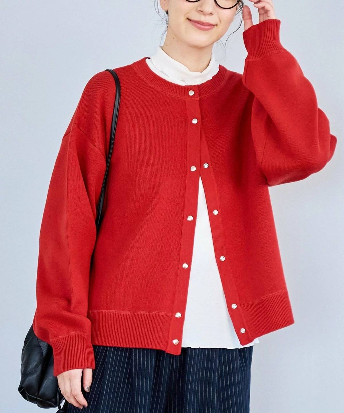 coen スウェットライク2wayニットカーディガン