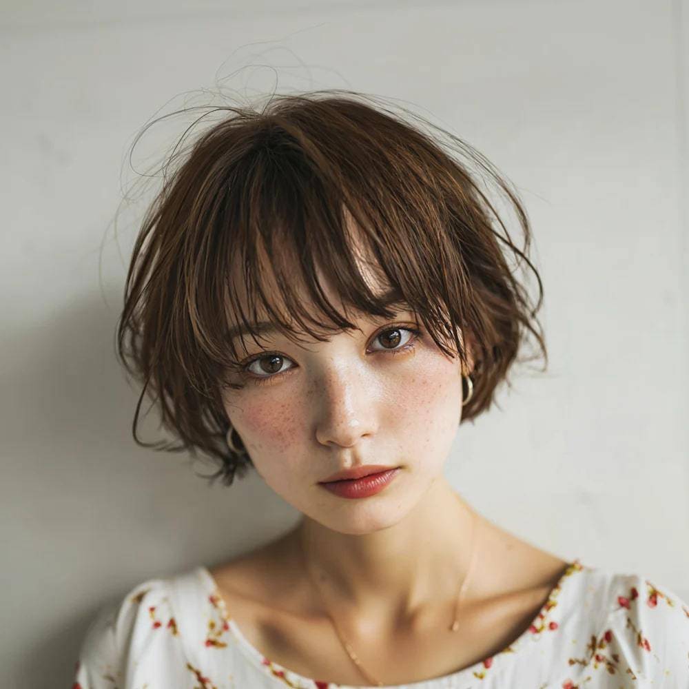 ふんわりパーマのマッシュショート