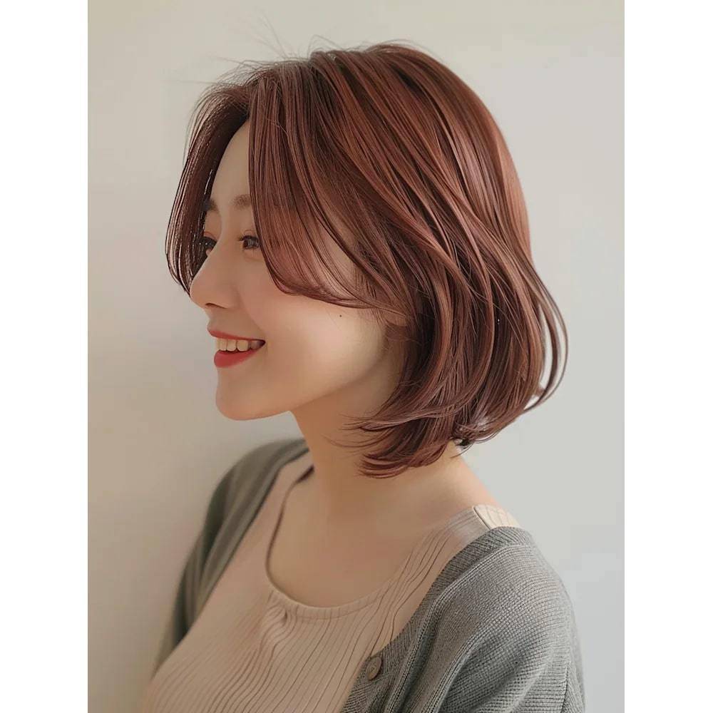 暖色カラーのクラシカルボブ