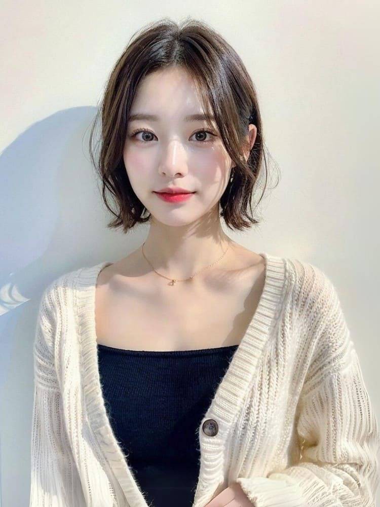 センターパートボブ