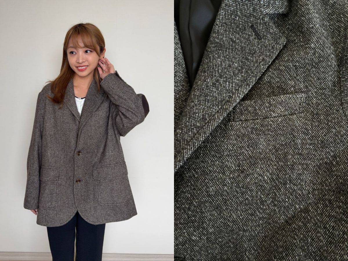 BEAMS BOY ツイード スリーボタン ビッグジャケット