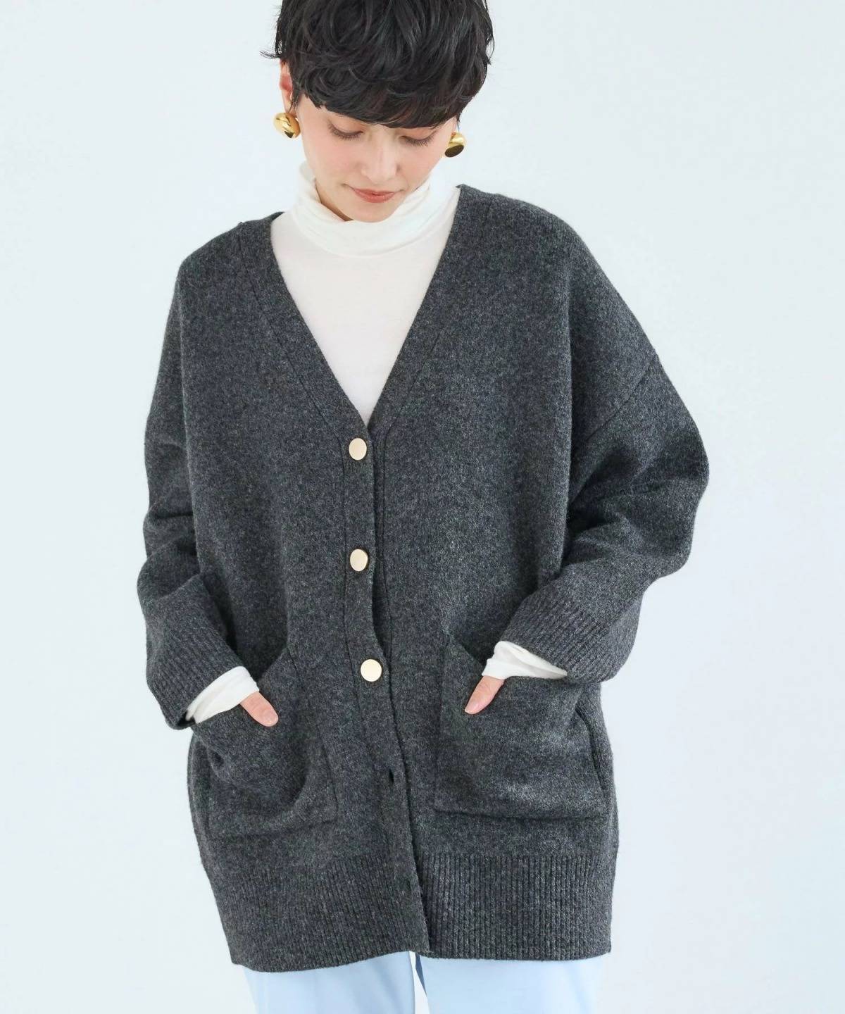 BARNYARDSTORM ポケ付きWフェイスカーディガン