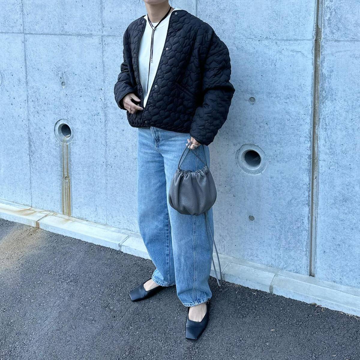 キルティングブルゾンを羽織る♪