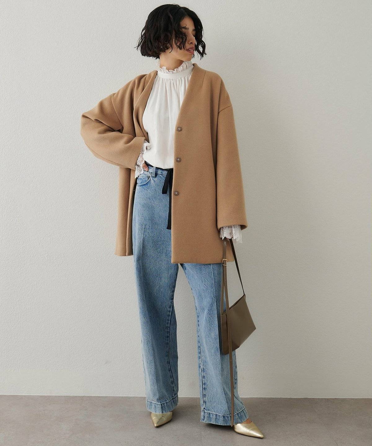 キャメルのコートコーデ
