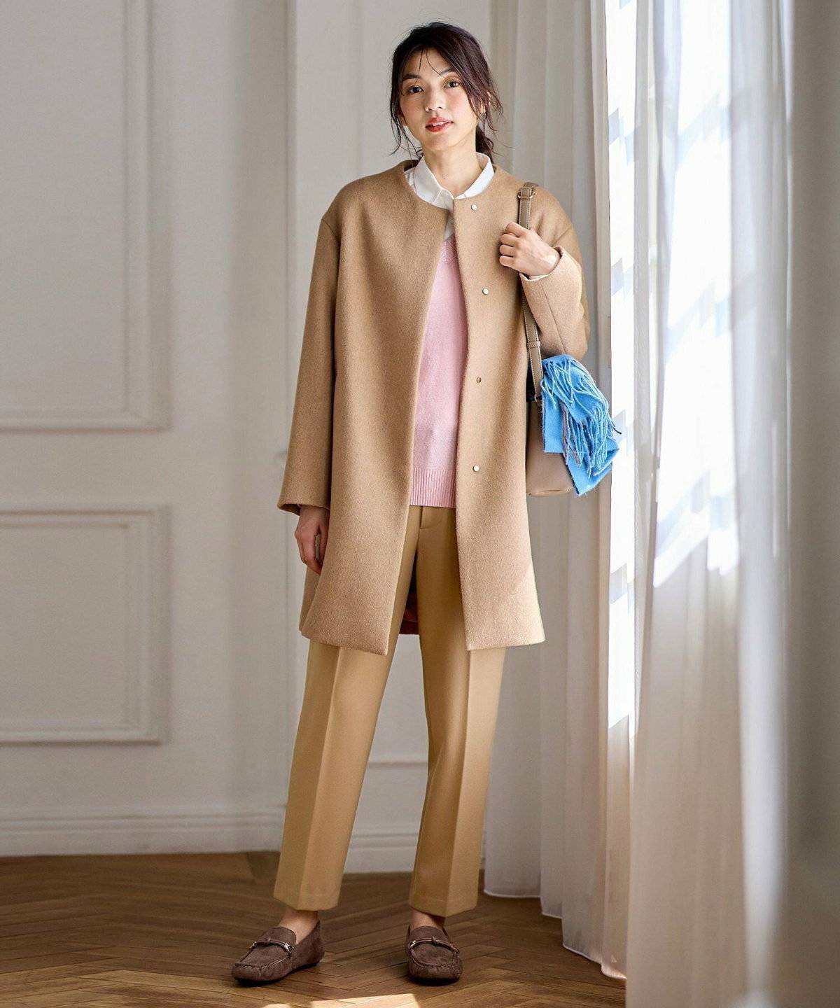 キャメルのコートコーデ