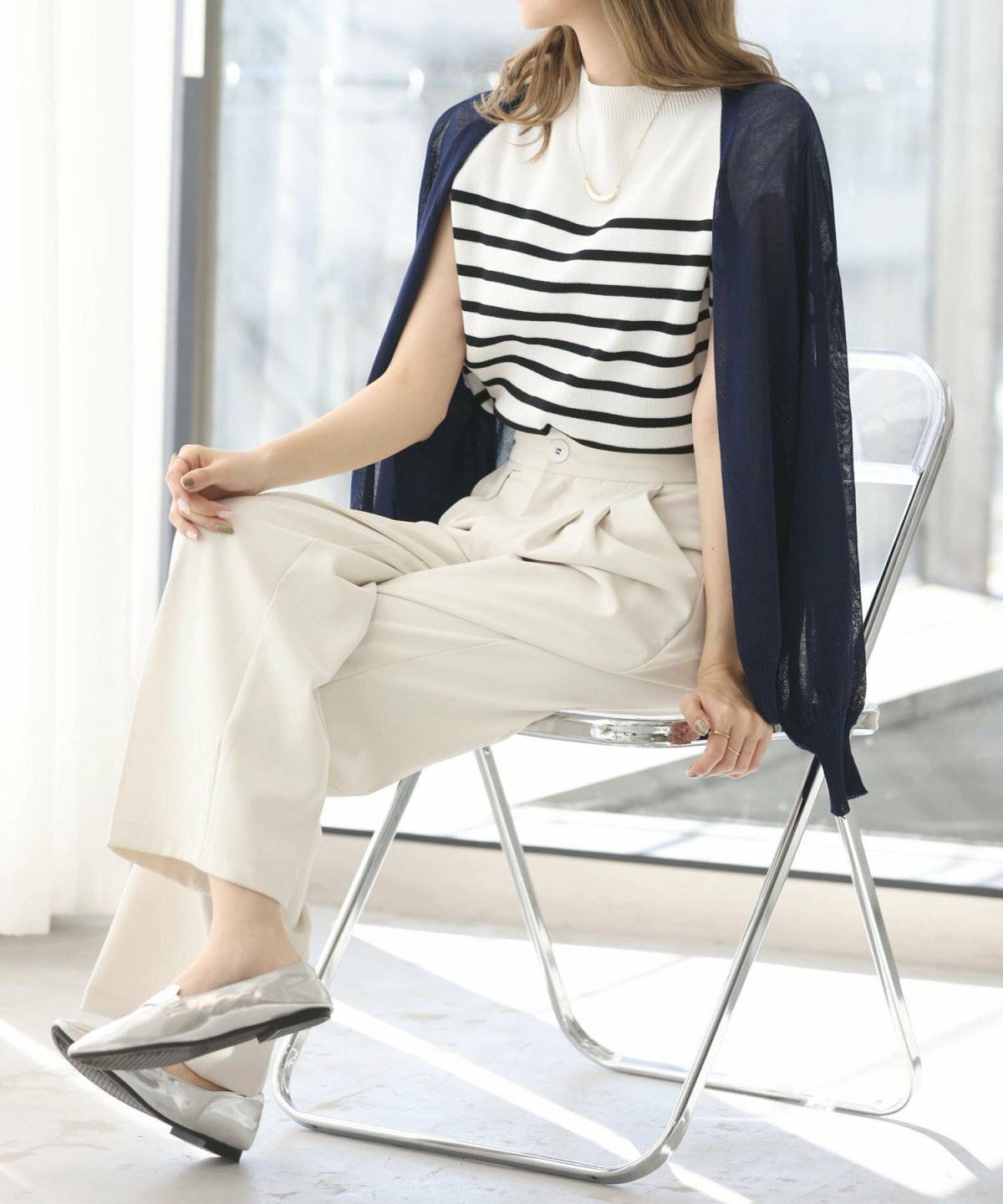 チノワイドパンツコーデ