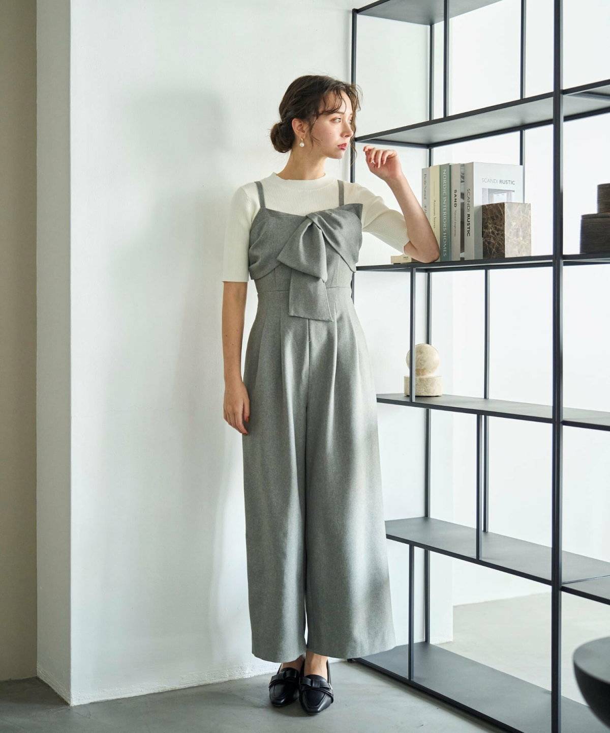 フロントリボンオールインワンコーデ