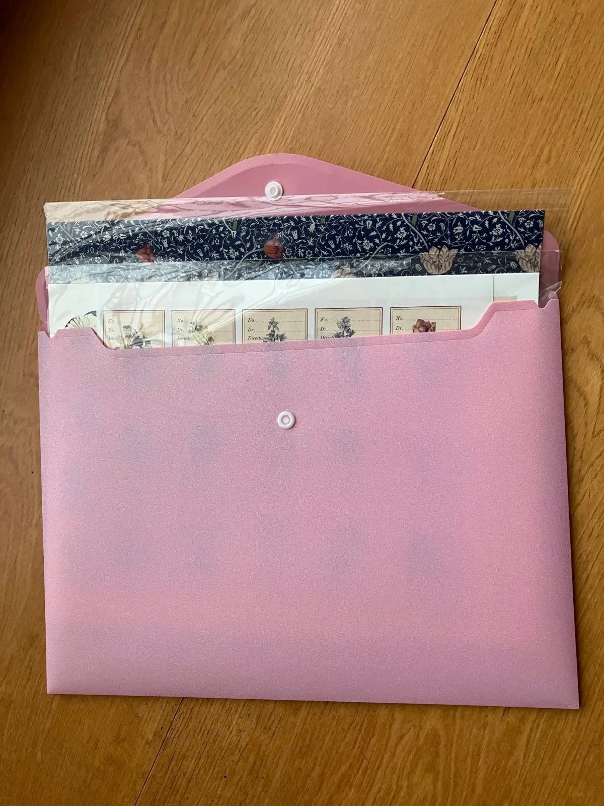 DAISO(ダイソー)：ラメドキュメントファイル A4(パステルカラー)