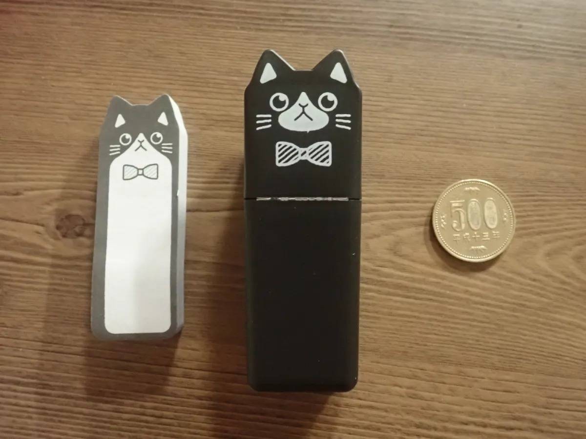 DAISO(ダイソー)：ねこふせんケースセット レギュラー BK