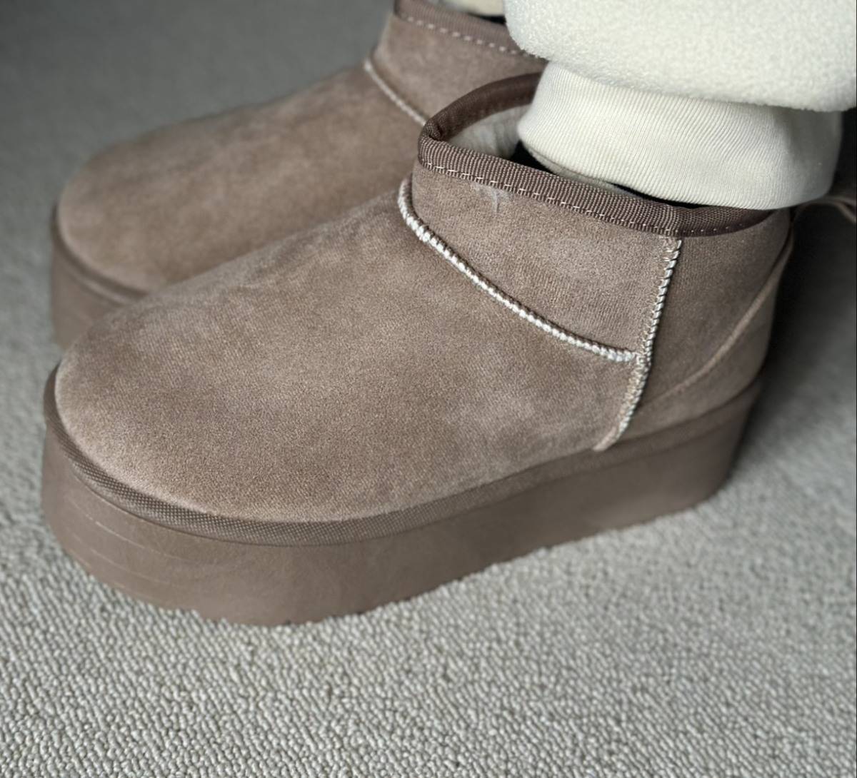 厚底ムートンブーツ