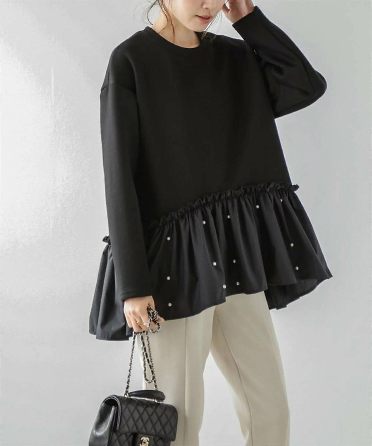 Lajour パールペプラムトップス