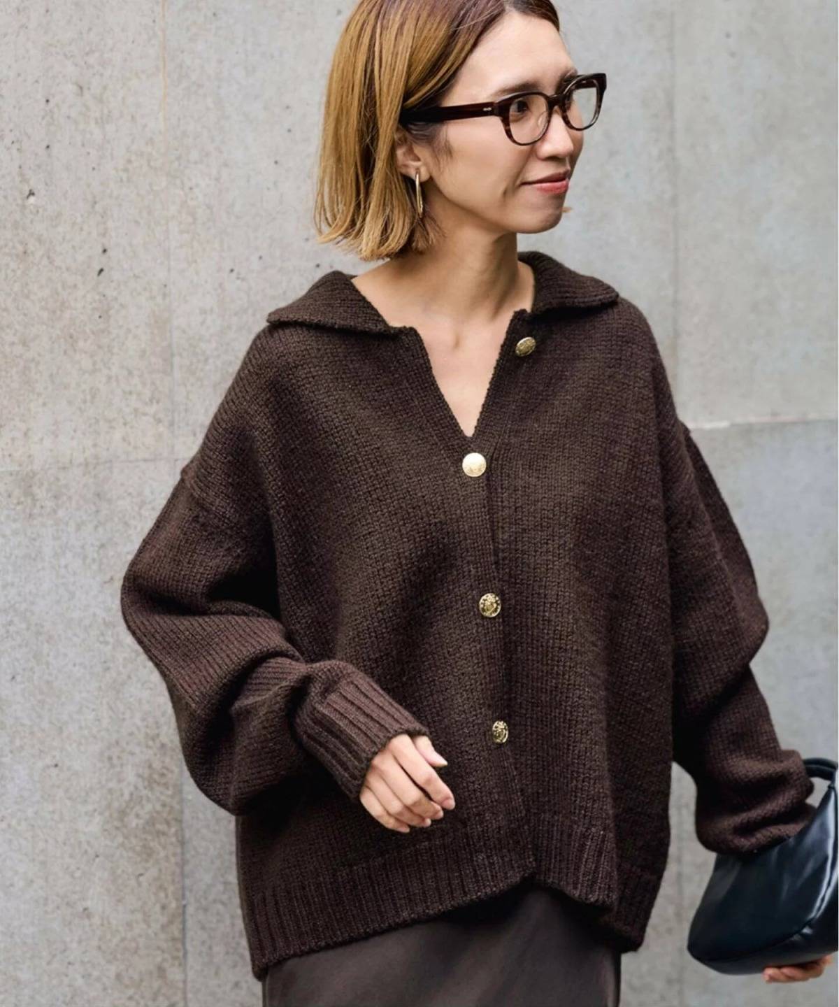 FRAMeWORK メタルボタン衿付きカーディガン