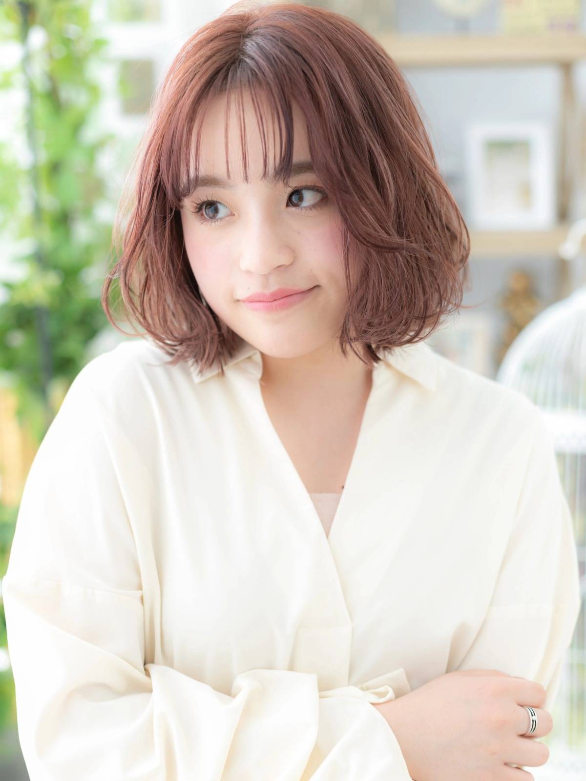 ミルクティピンクのフレンチボブ