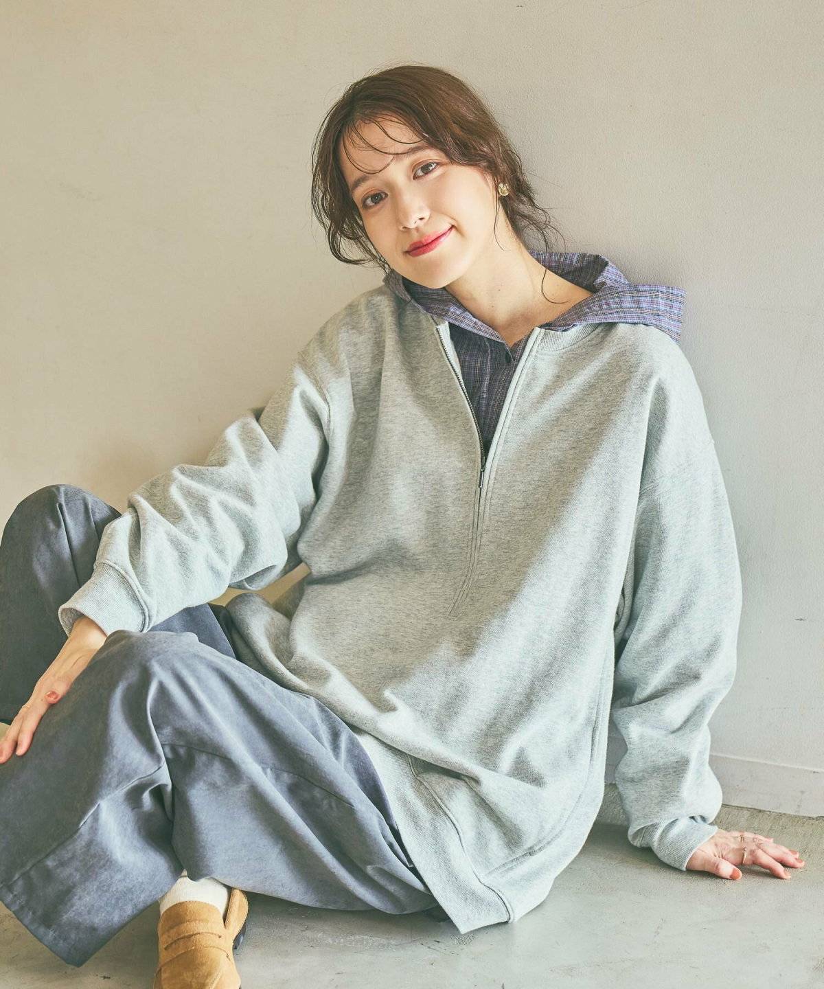 studio CLIP ハーフジップスウェットプルオーバー