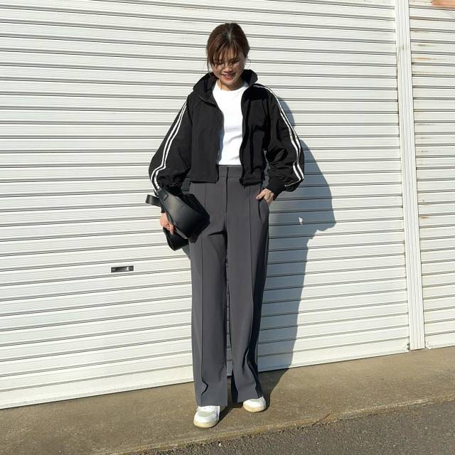 トラックジャケット×センタープレスパンツ