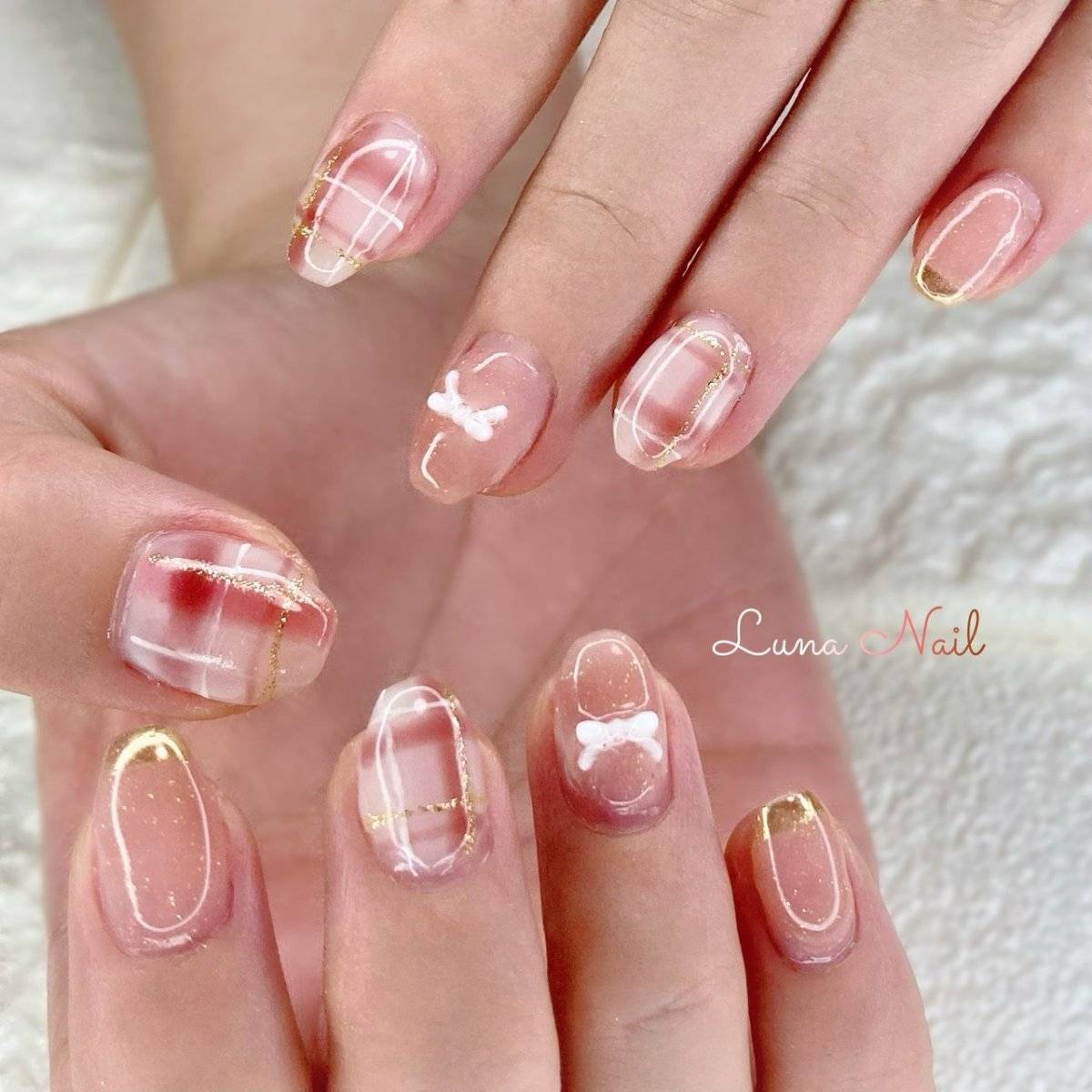 ピンクブラウンネイル