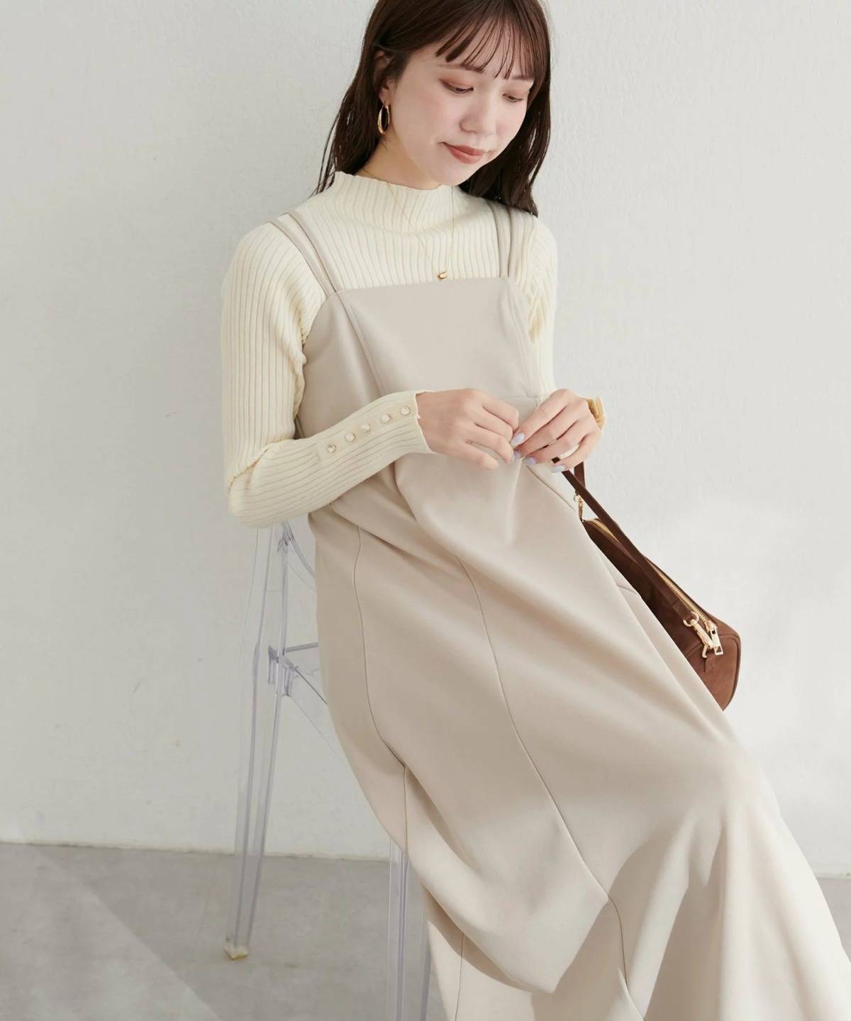 natural couture カットジョーゼットキャミワンピース