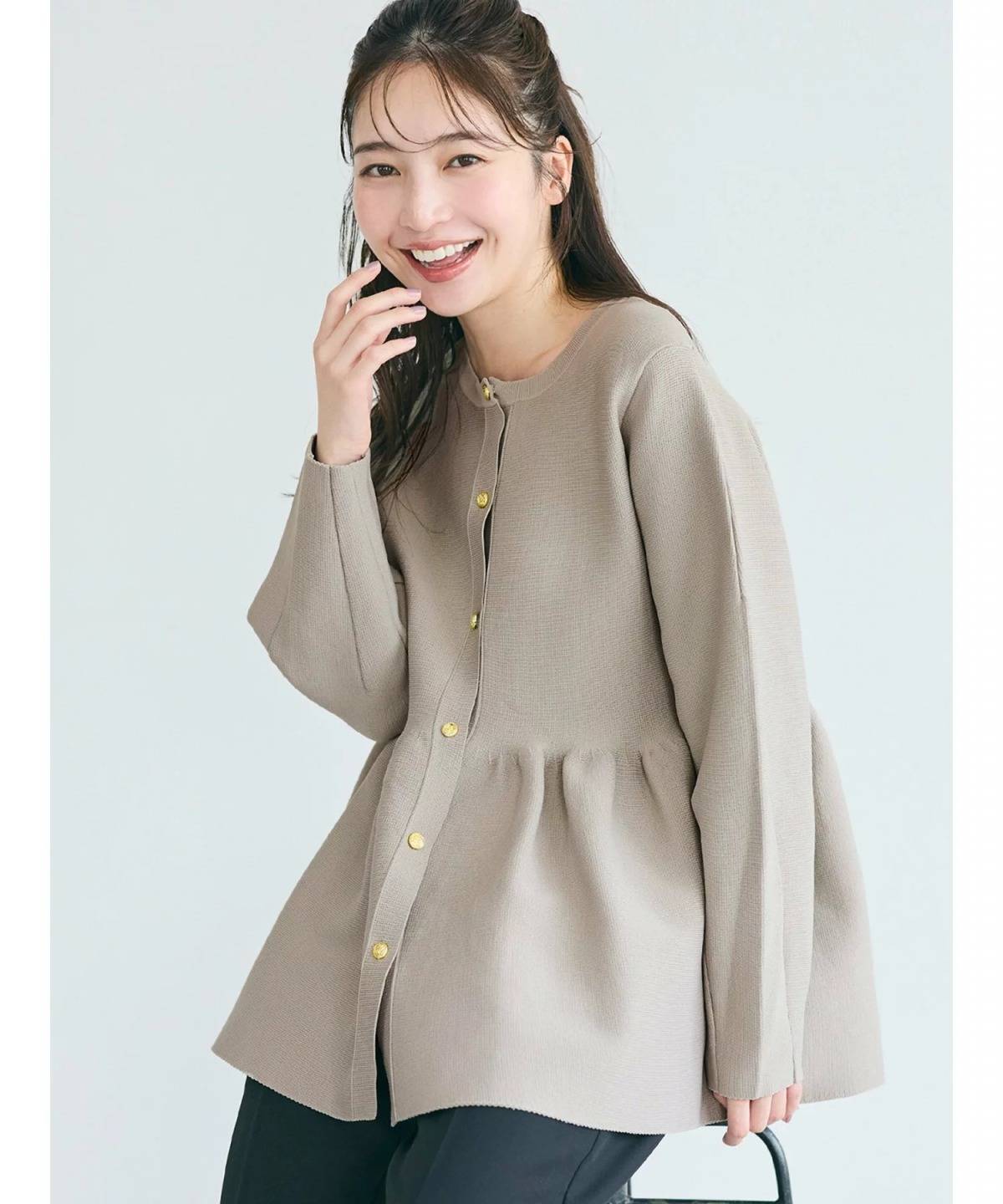 coca ポリエステルフレアニットカーディガン