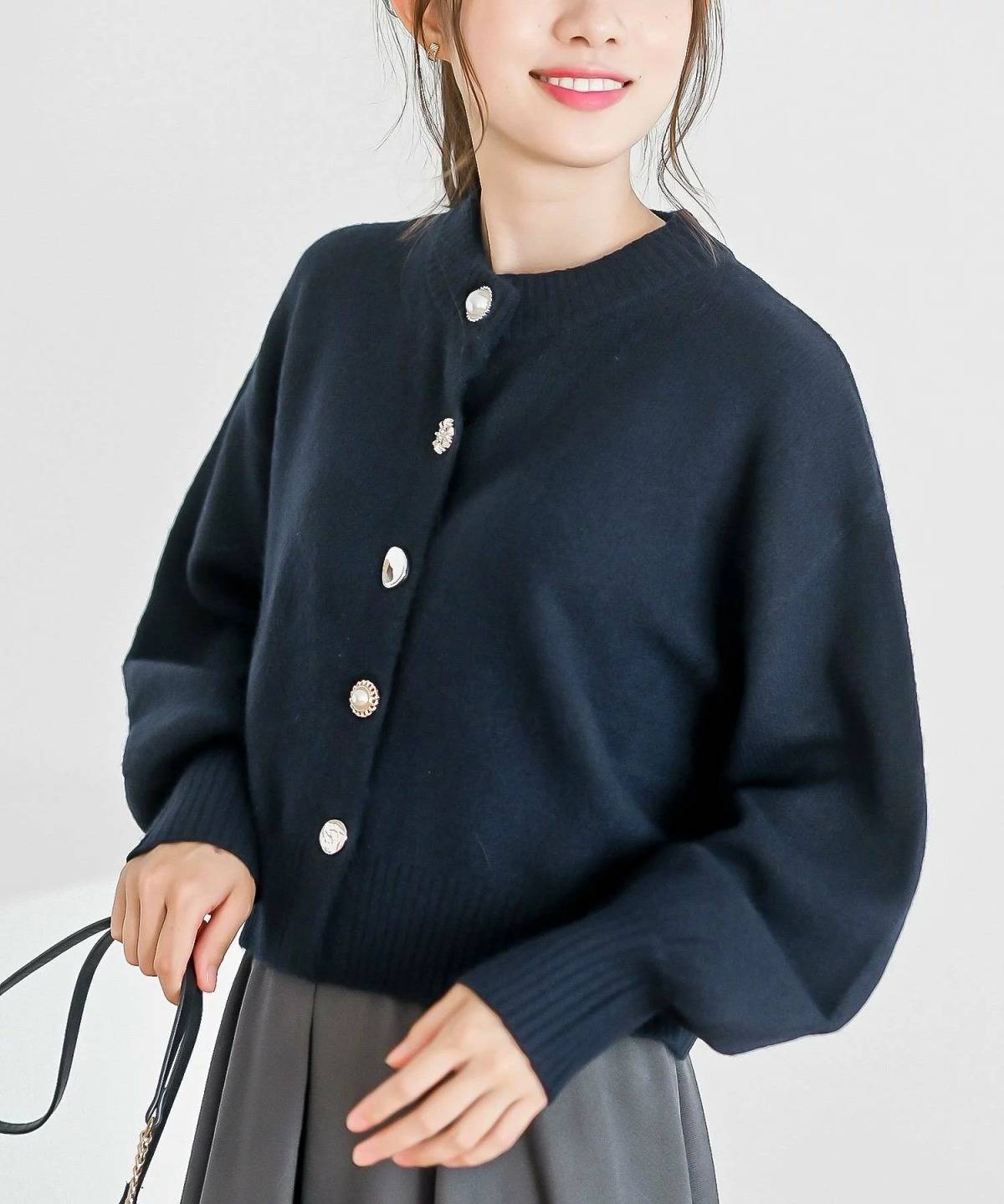 rps 多釦ショート丈ニットカーディガン