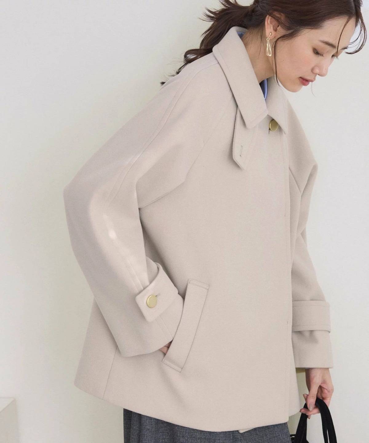 ROPE' PICNIC ジャージーメルトンシリーズ 金ボタンミドル丈コート