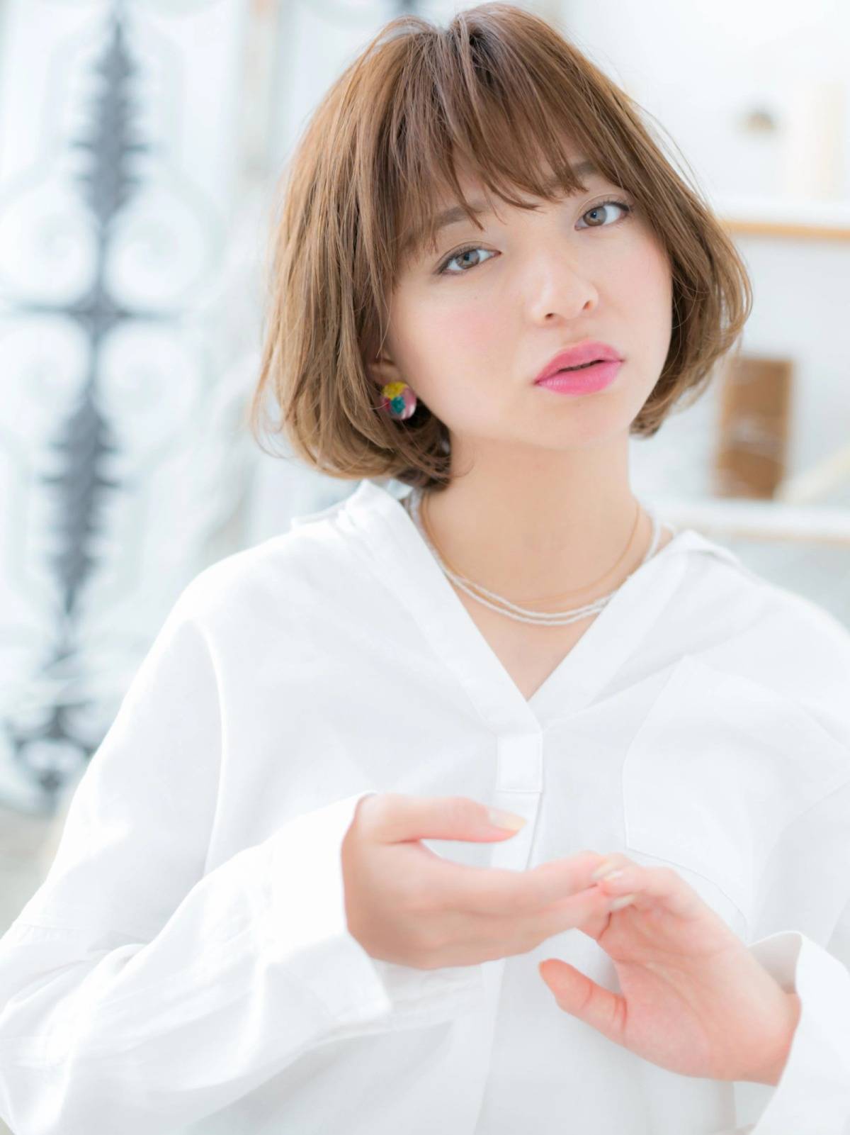 ふんわりひし形ボブ