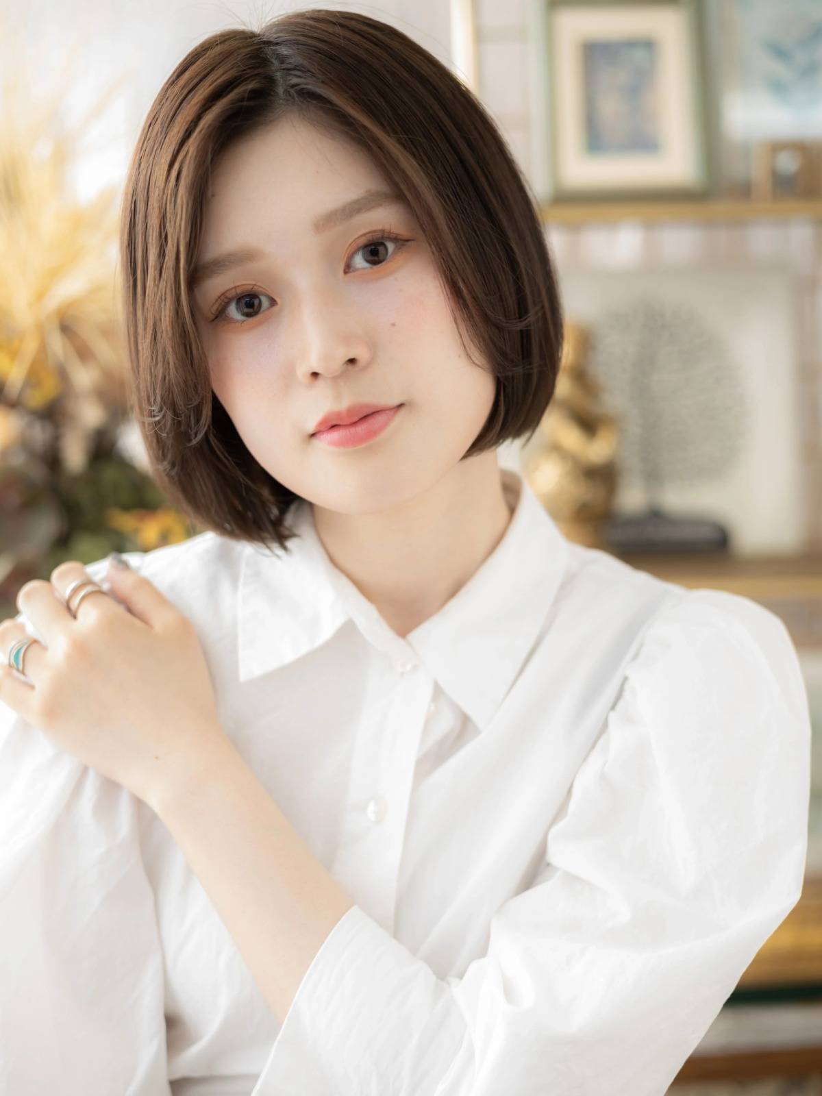 センターパートボブ