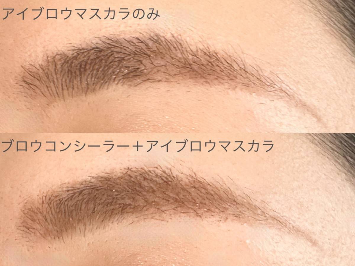 エテュセ　ブロウコンシーラーの使用有無における仕上がり比較