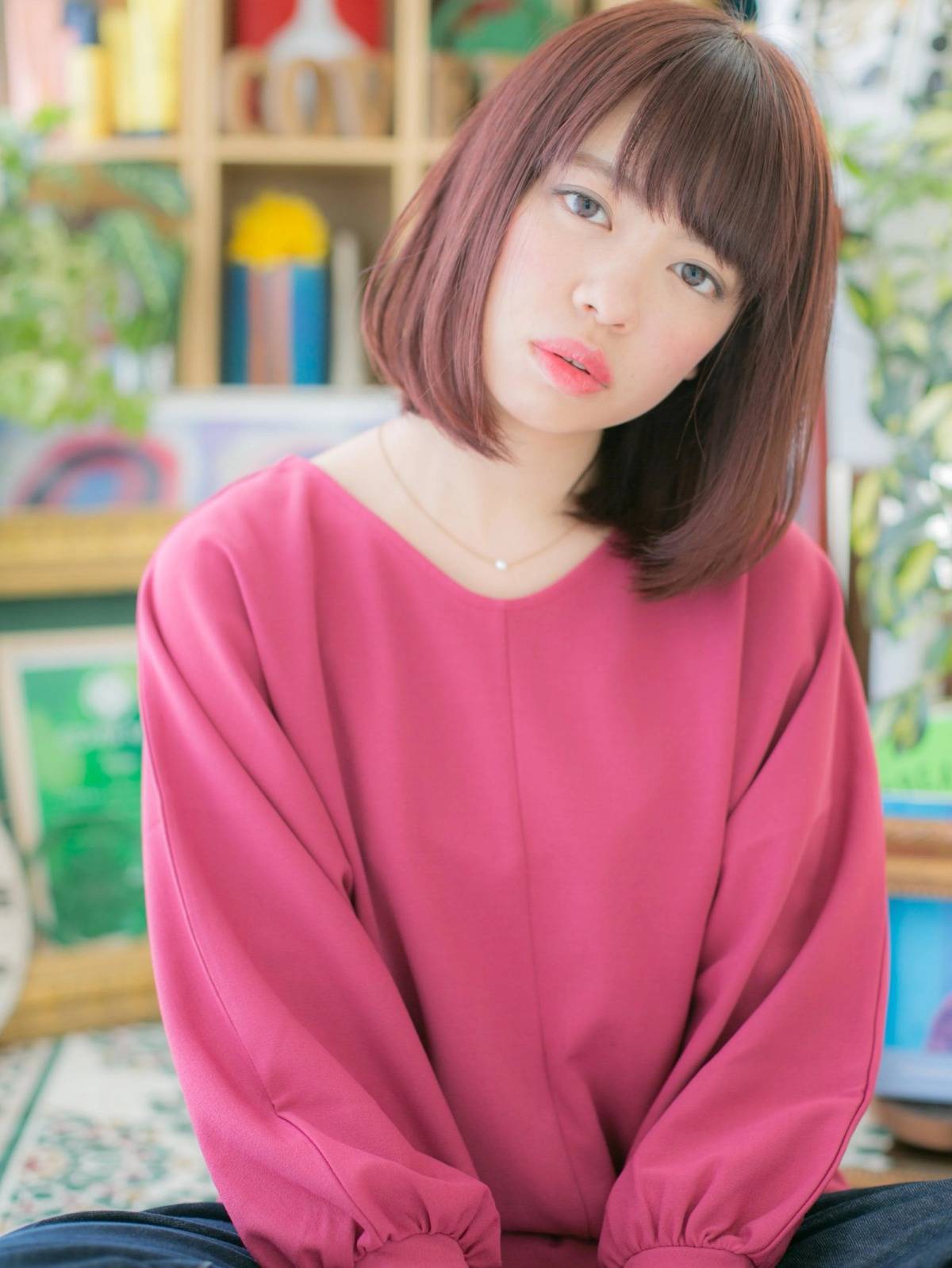 ツヤ見えピンクカラーボブ