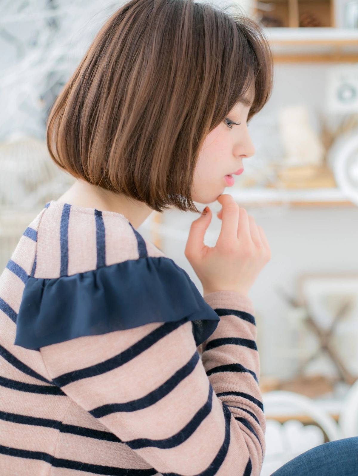 丸みのあるワンカールボブ