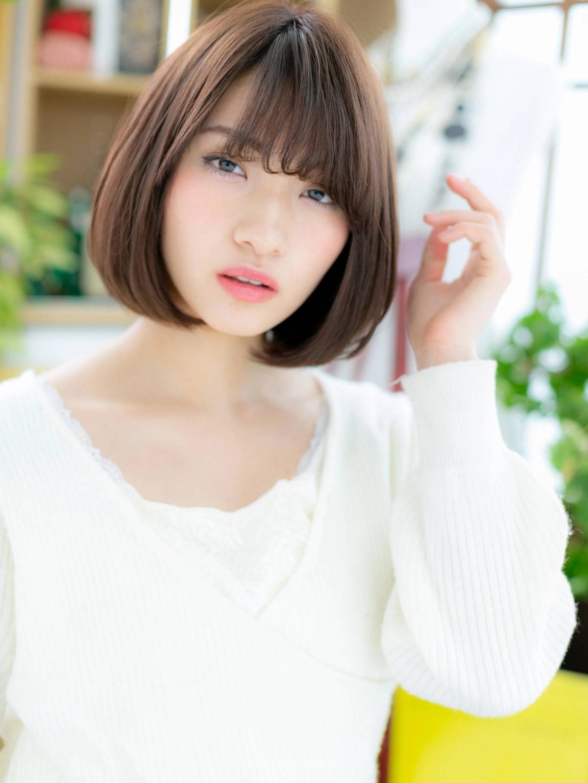 ブラウンカラーのまとまりボブ