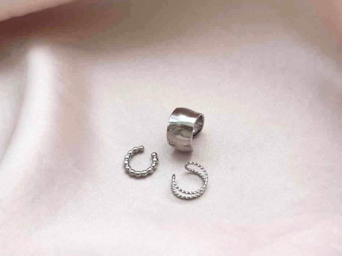 3COINS(スリーコインズ) ワイドメタルイヤカフ3個SET