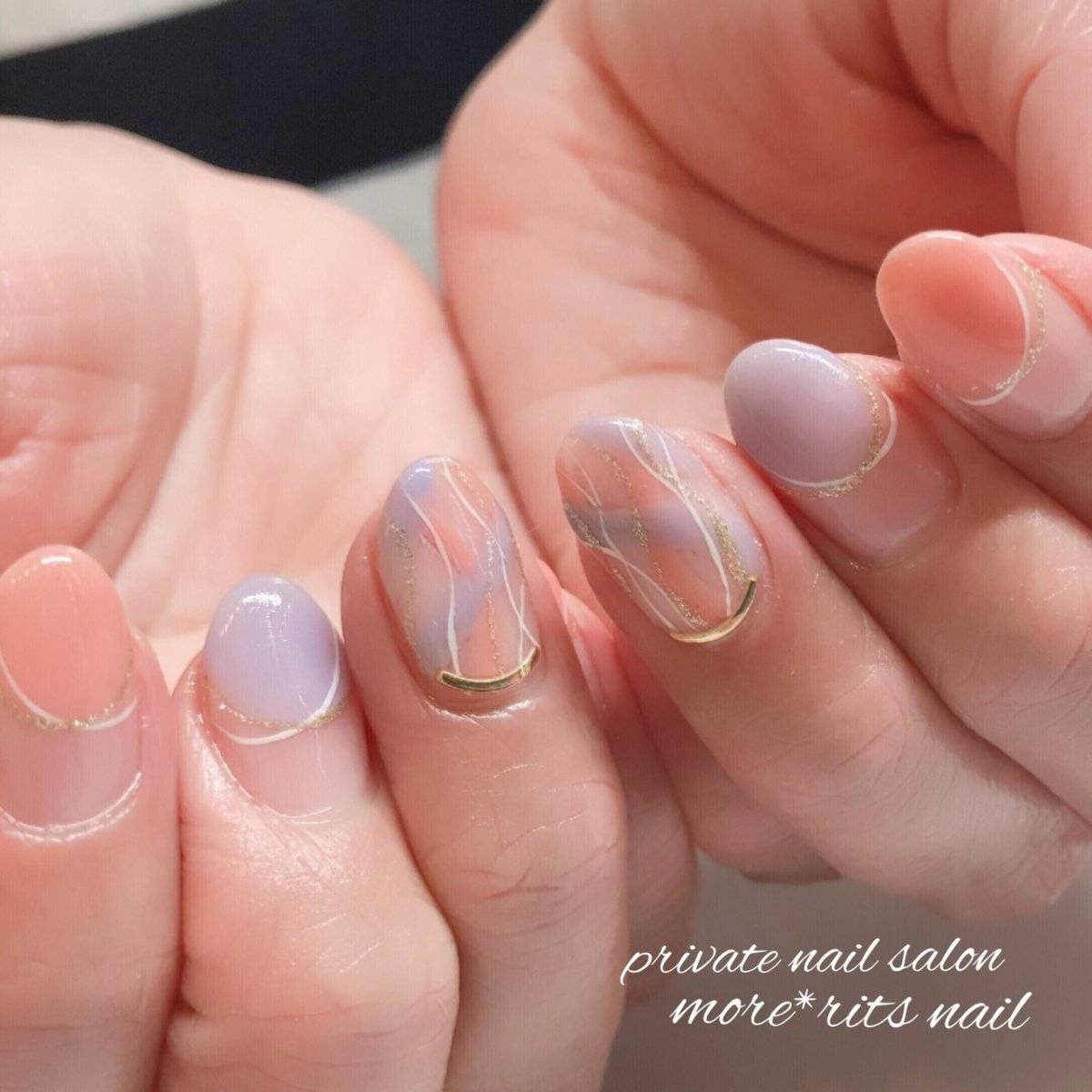 オレンジピンクネイル