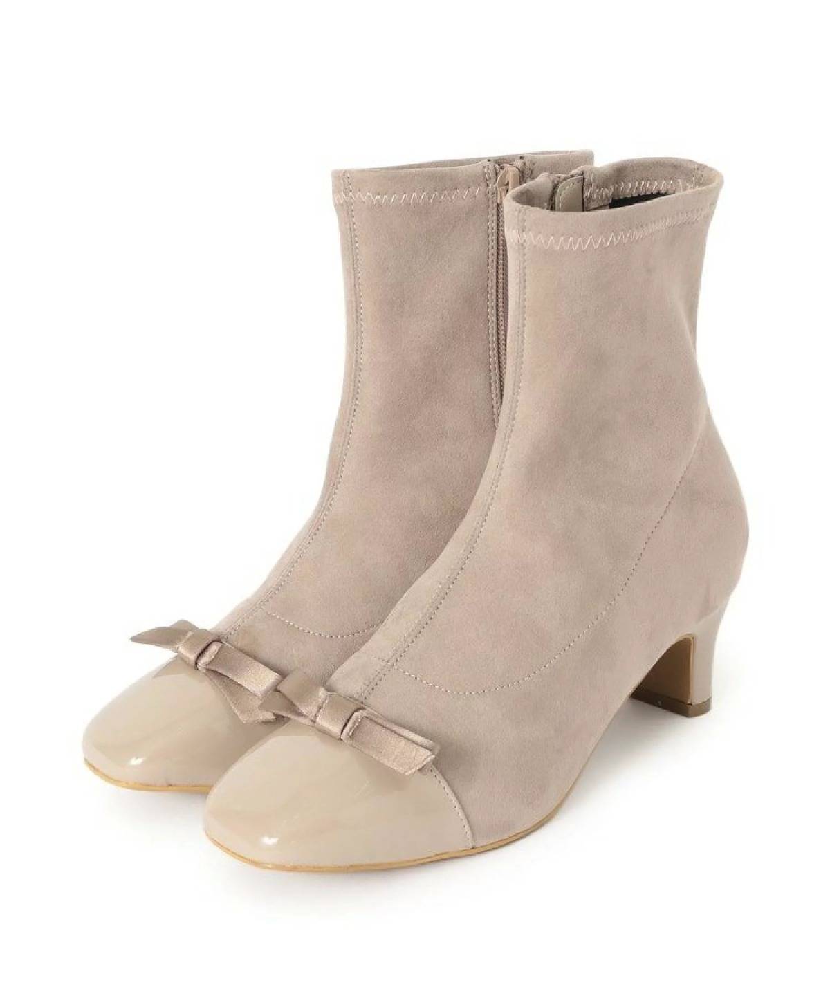 Couture Brooch ドッキングデザインリボンストレッチブーツ