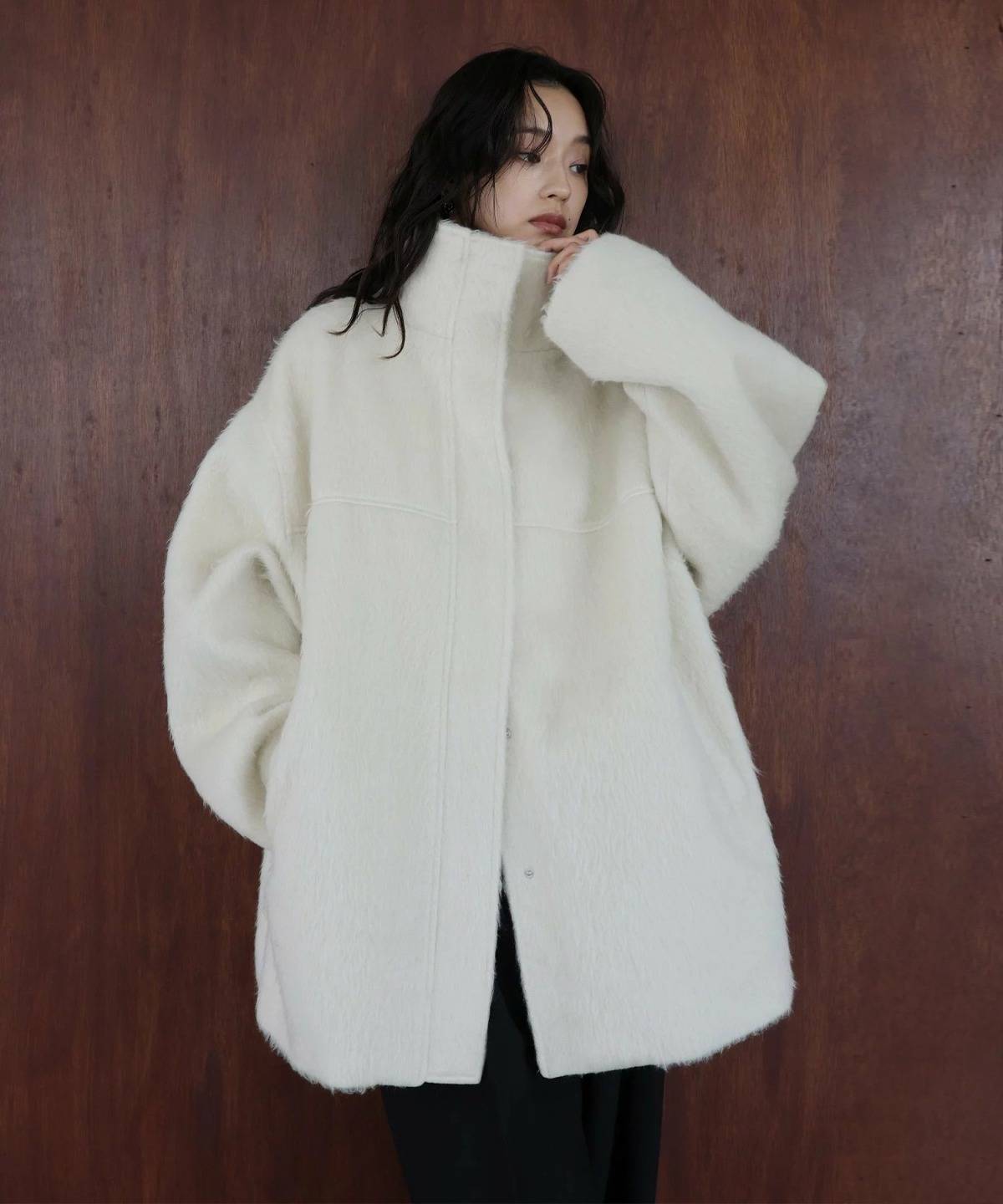 hellam シャギースタンドカラーコート