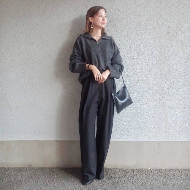 ハーフジップニットを合わせる♡