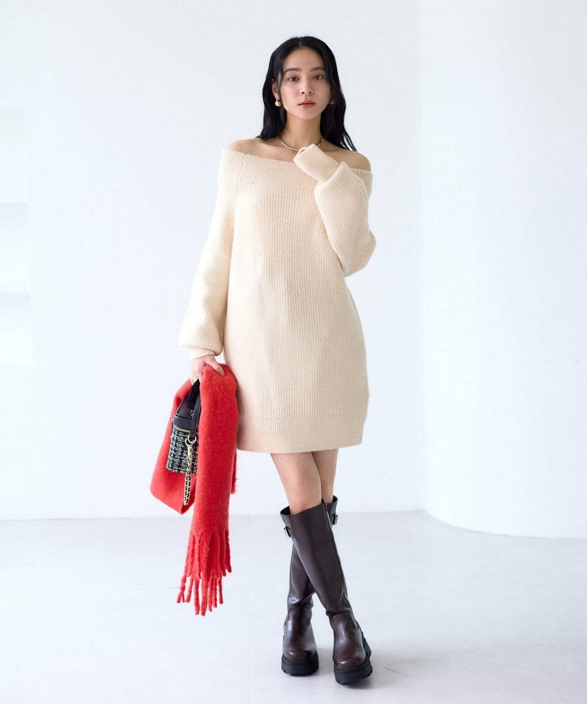 冬コーデの女性