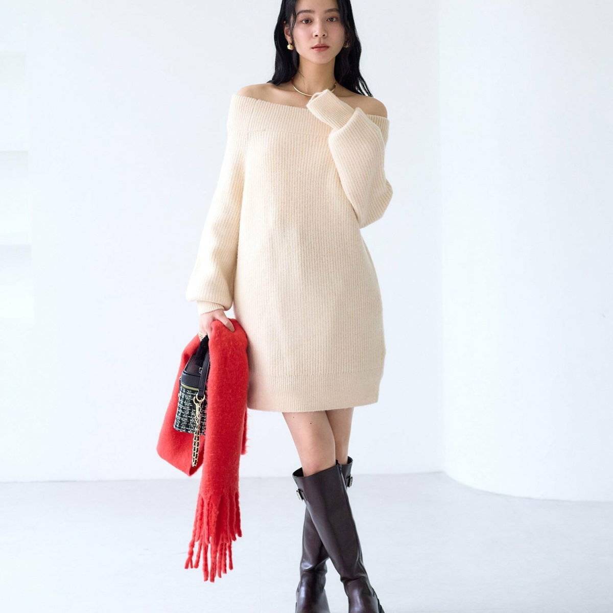 冬コーデの女性