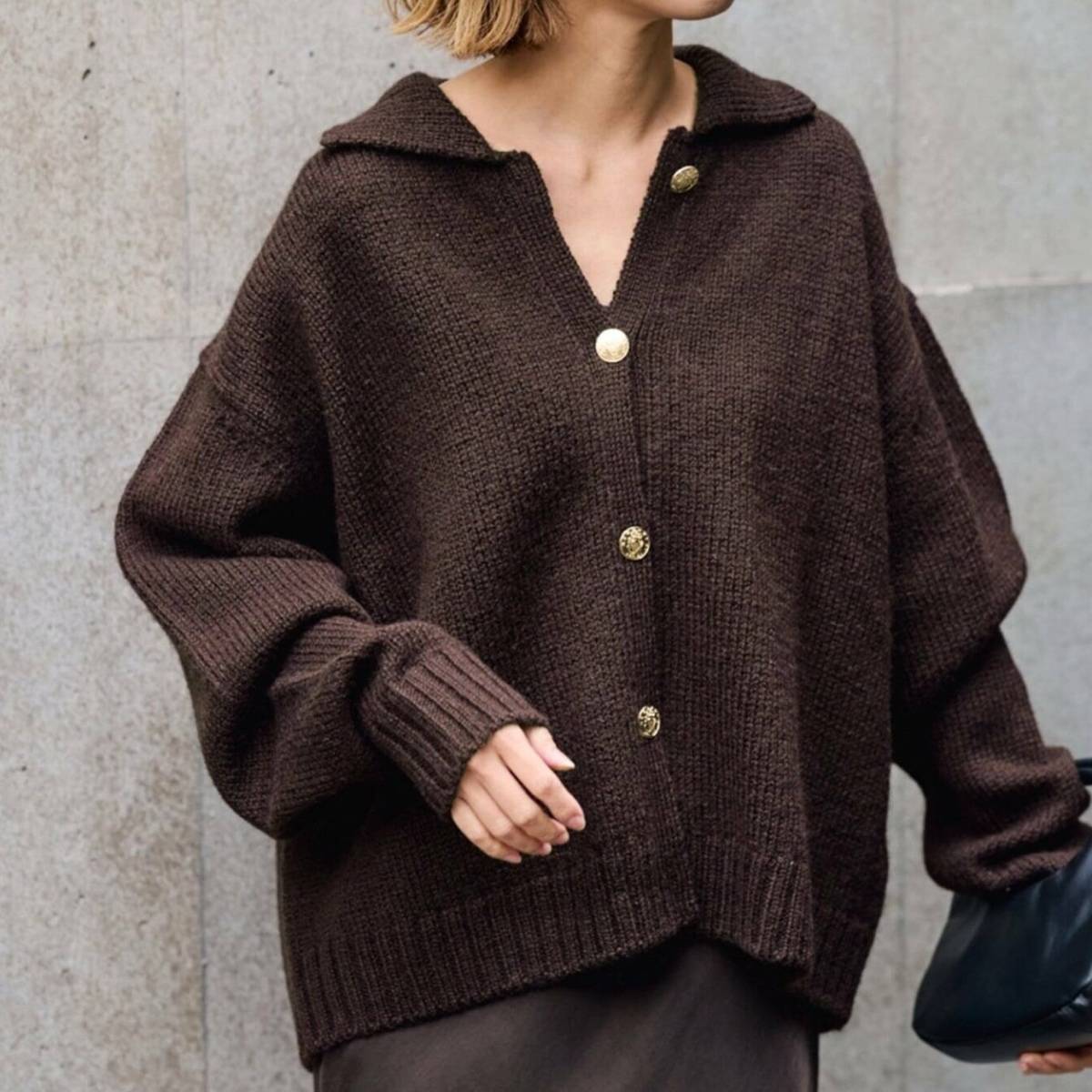 FRAMeWORK メタルボタン衿付きカーディガン