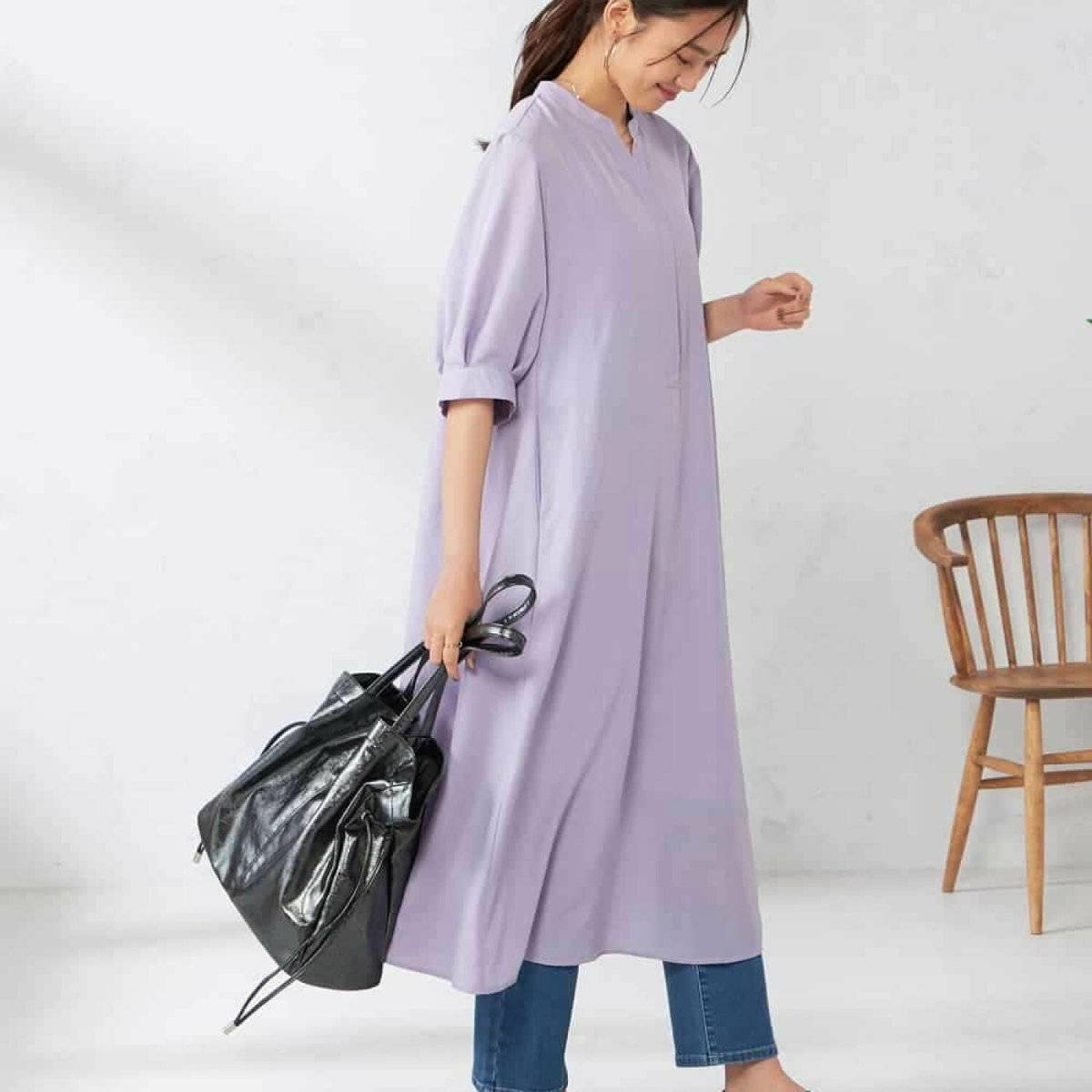 ラベンダーワンピースコーデ