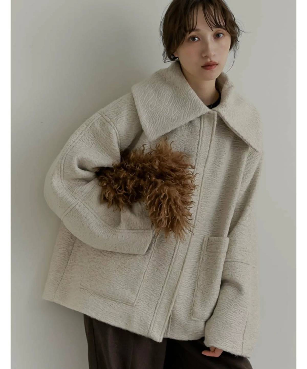 Re:EDIT カールシャギーケープミドルコート