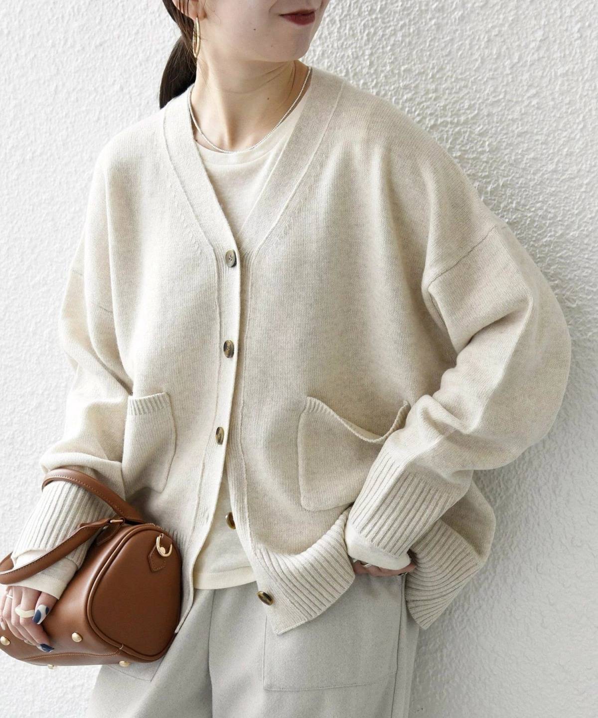 SHIPS AQUA カシミヤ ミックス Vネック カーディガン