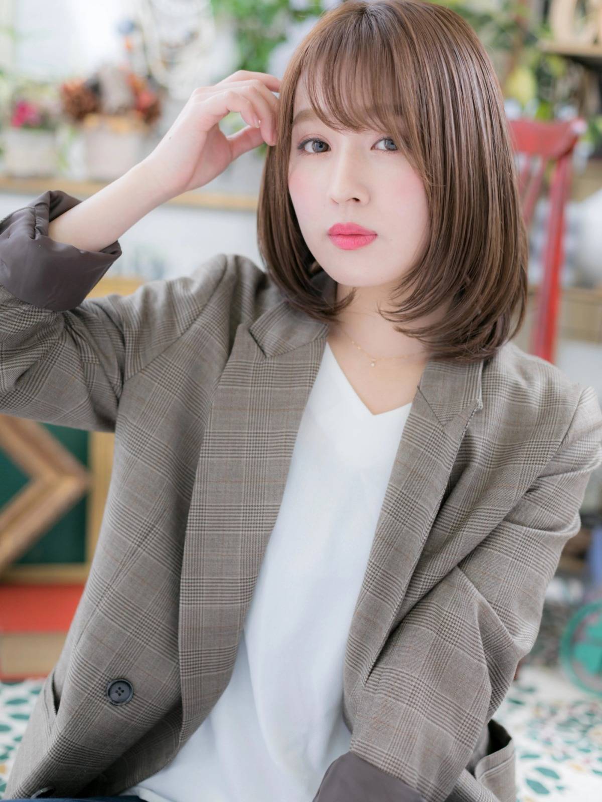 ワンカールのミディアムボブ