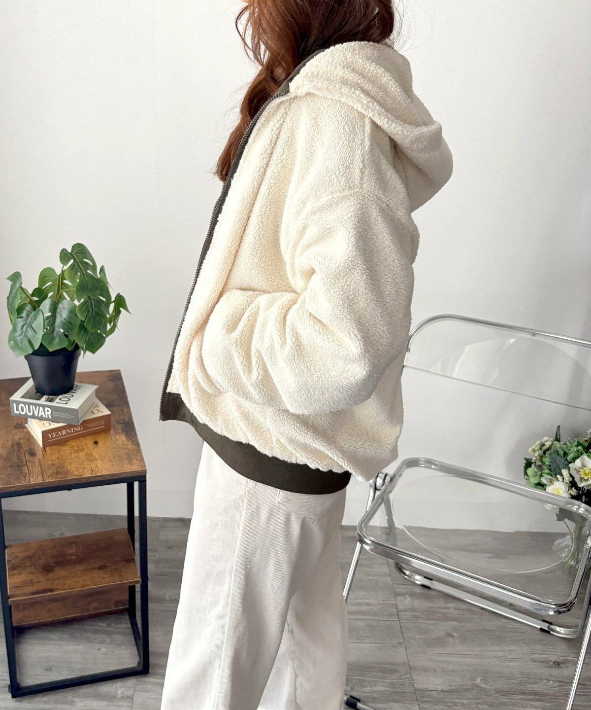 ボアブルゾンコーデ