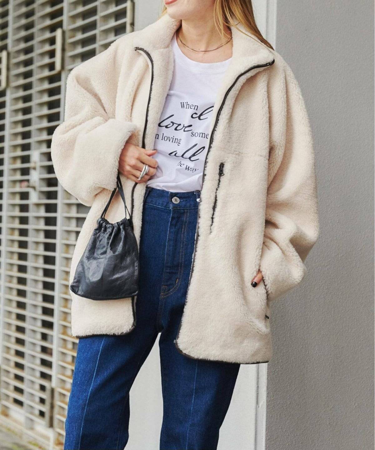 ボアブルゾンコーデ