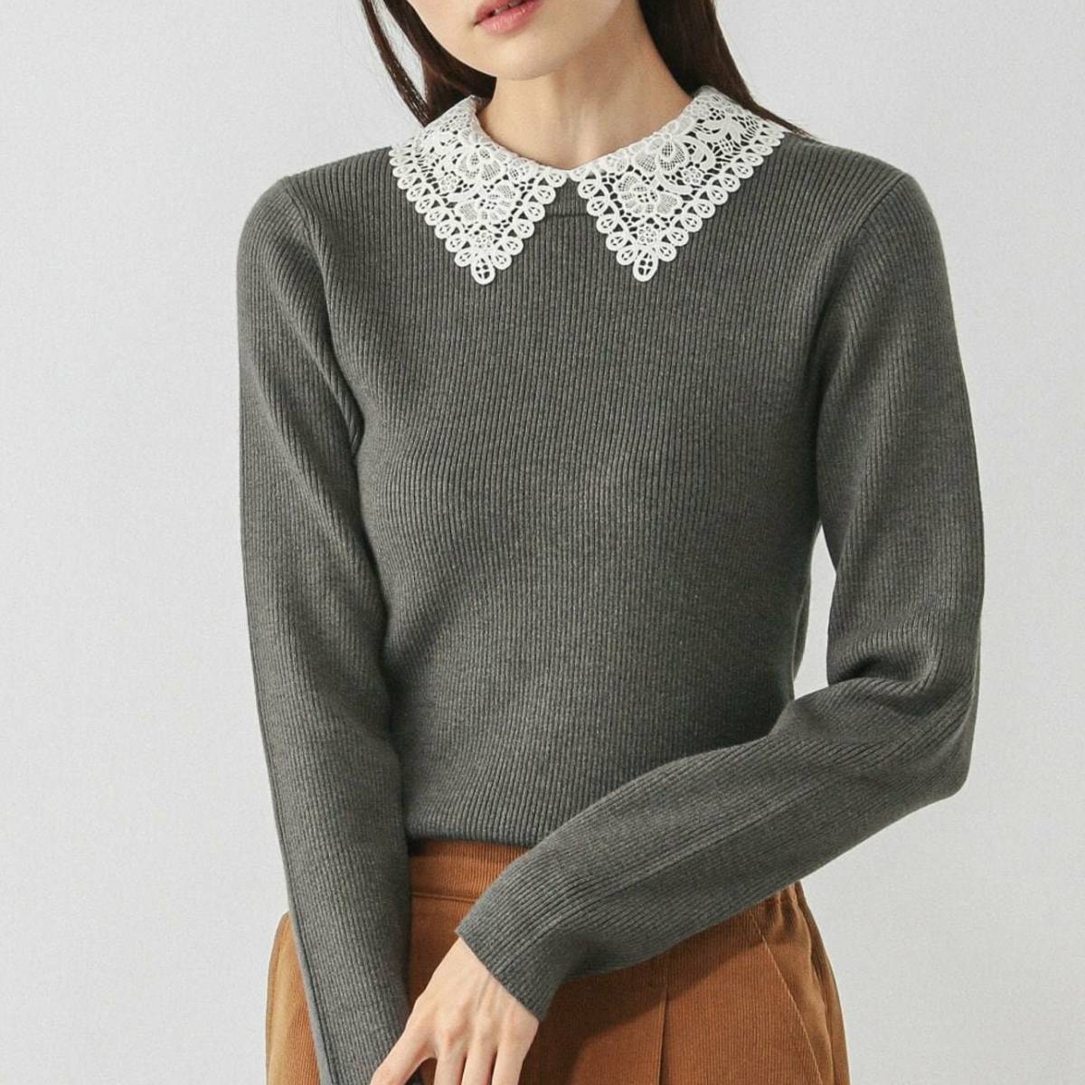 GLOBAL WORK メルティレース襟2WAYプルオーバー