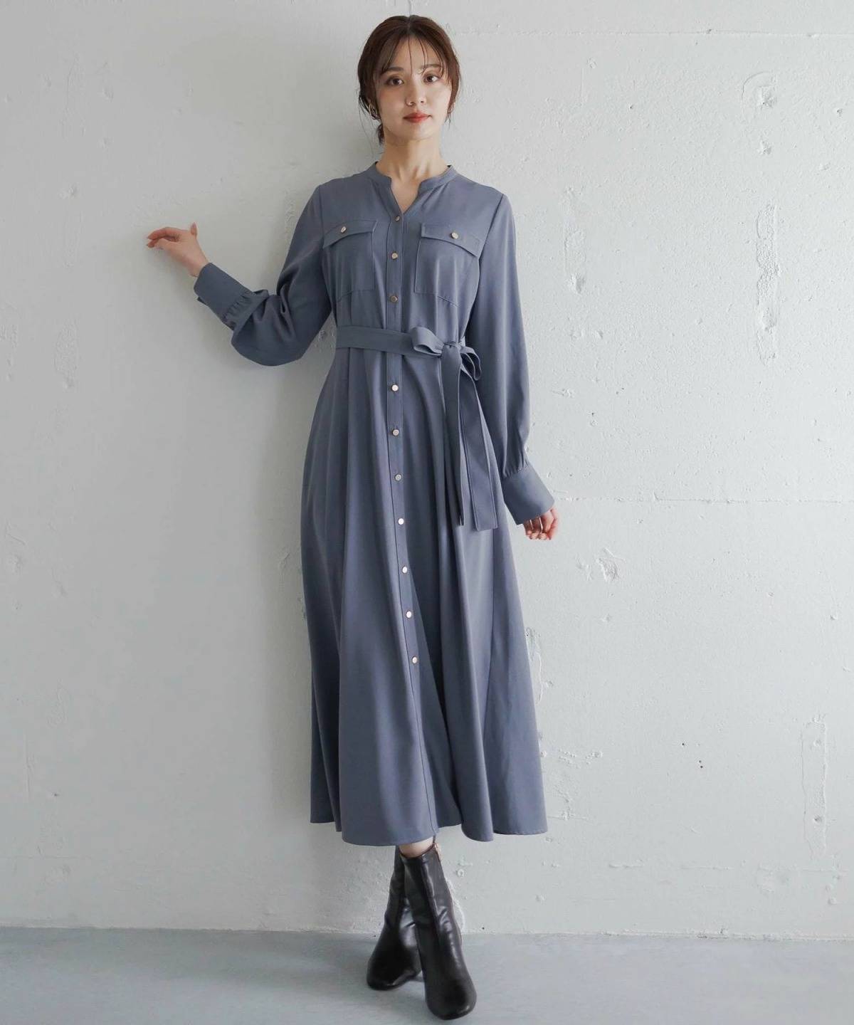 Andemiu キンボタンサファリワンピース