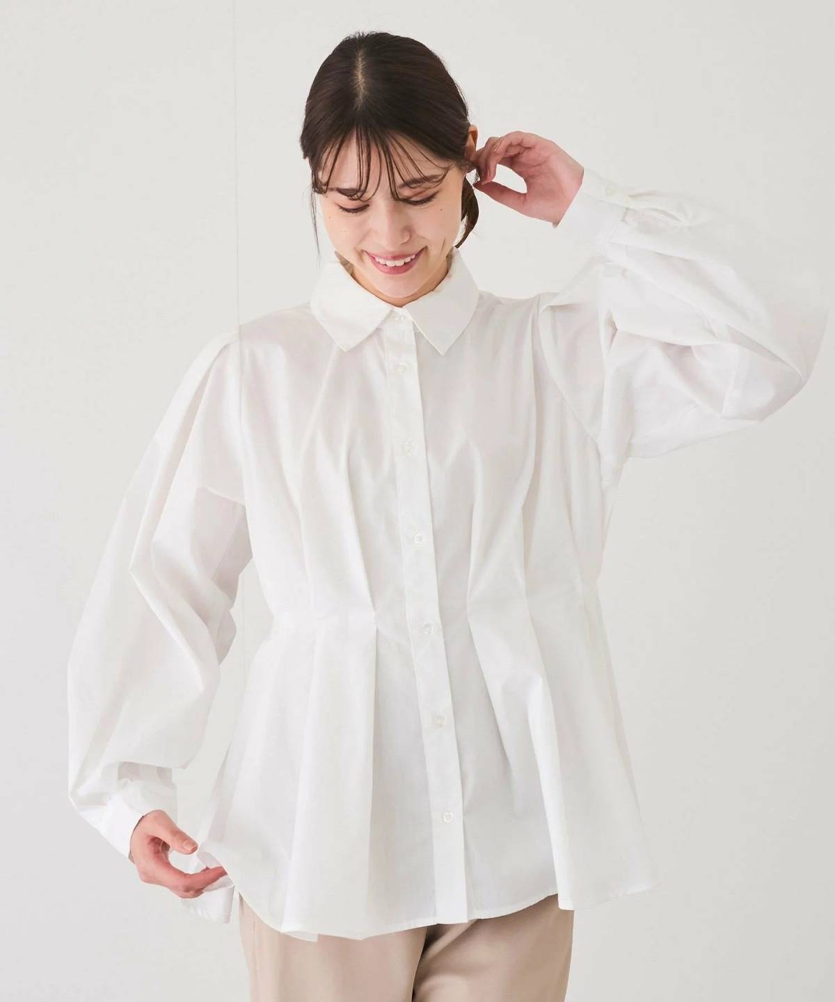 JAYRO ウエストボリュームタックシャツカラーブラウス