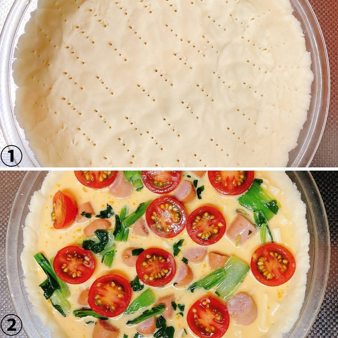 森永公式の「ほうれん草とベーコンのキッシュロレーヌ」のレシピ