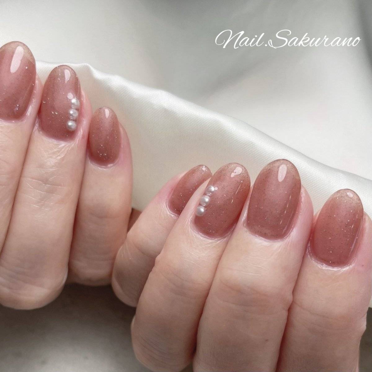 オレンジベージュネイル