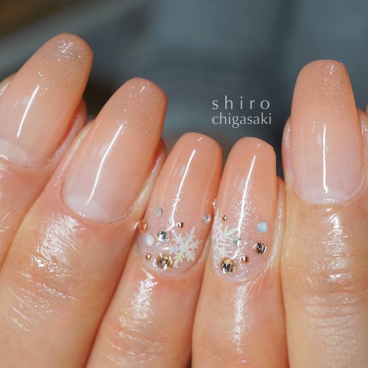 オレンジベージュネイル